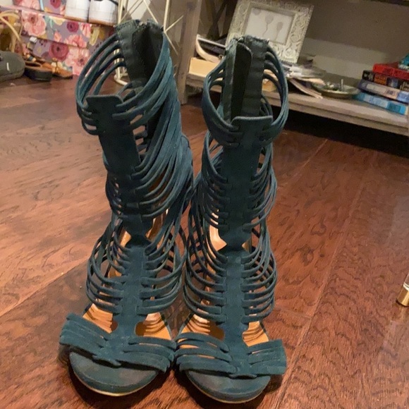 Shoe Republic LA tall green strappy sandals 8.5​​ - Picture 4 of 8